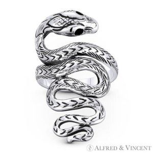 Snake Spirit Animal Serpentine Charm Boho Ring in .925 Sterling Silver - Size 6